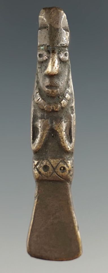 Well made 2 3/16" mixed metals human effigy pendant that is very well-designed found in Peru.