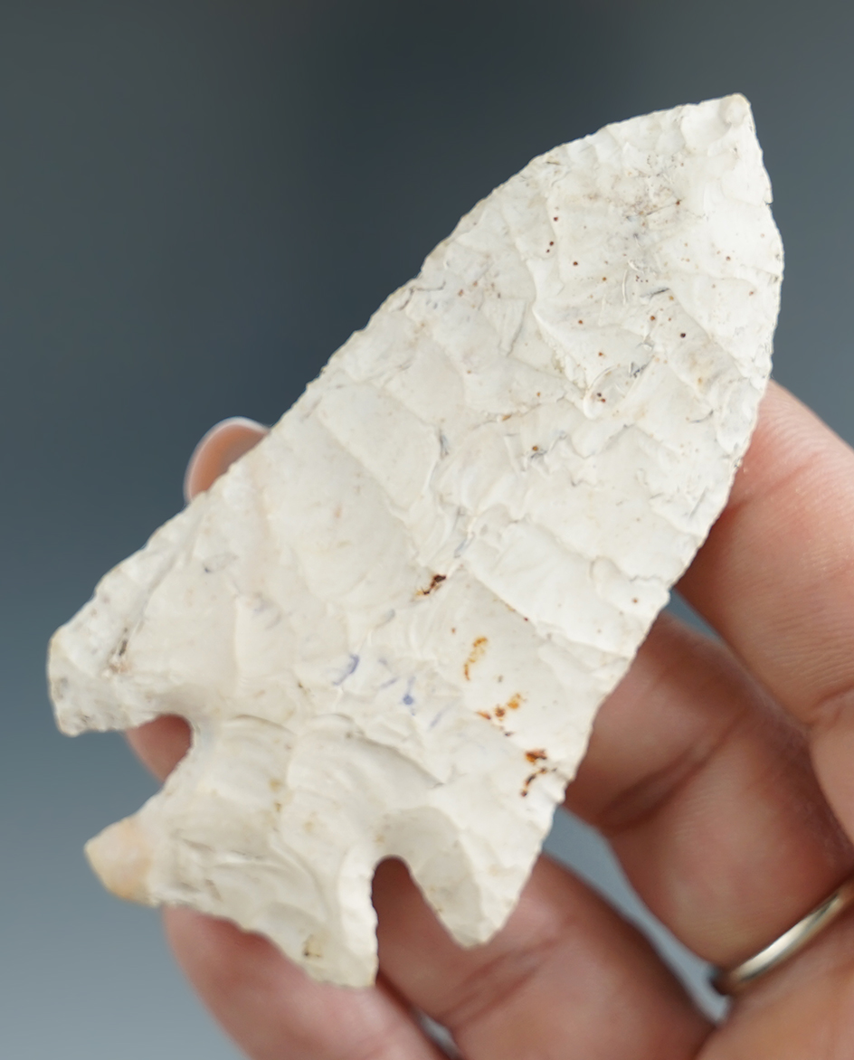 Very thin 3" Archaic Cornernotch Knife found in Illinois.