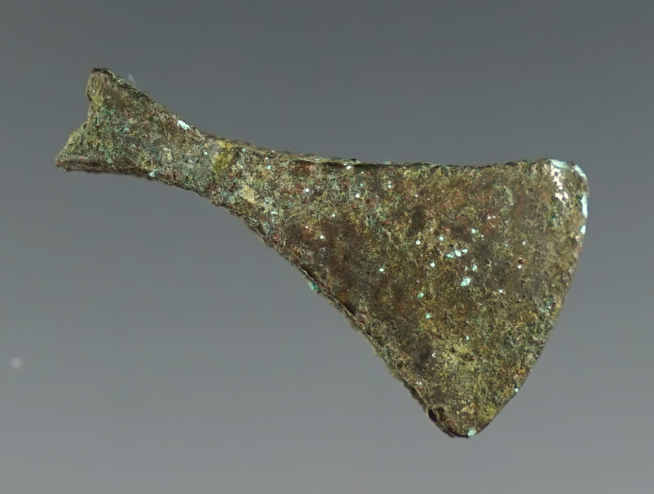 1 1/16" miniature pre-Columbian copper tweezers.