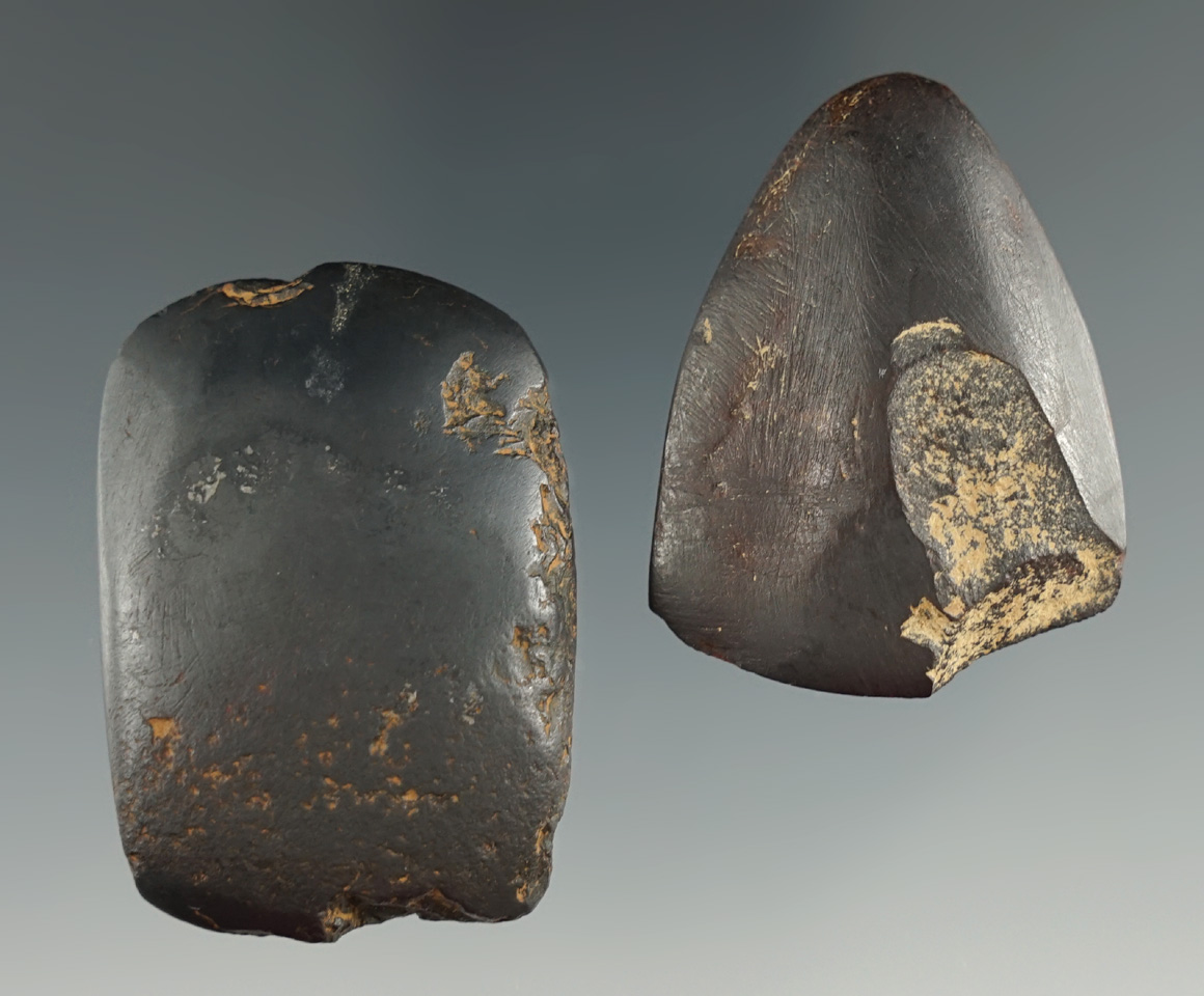 Pair of miniature hematite Celts found in Ohio, largest is 1 13/16".