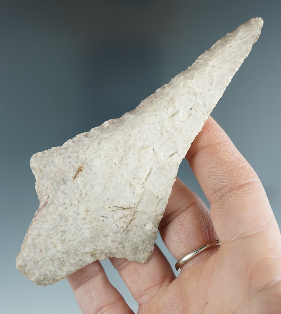 4 7/8" pink and cream Burlington Hidden Valley Beveled Knife. Found in Missouri.