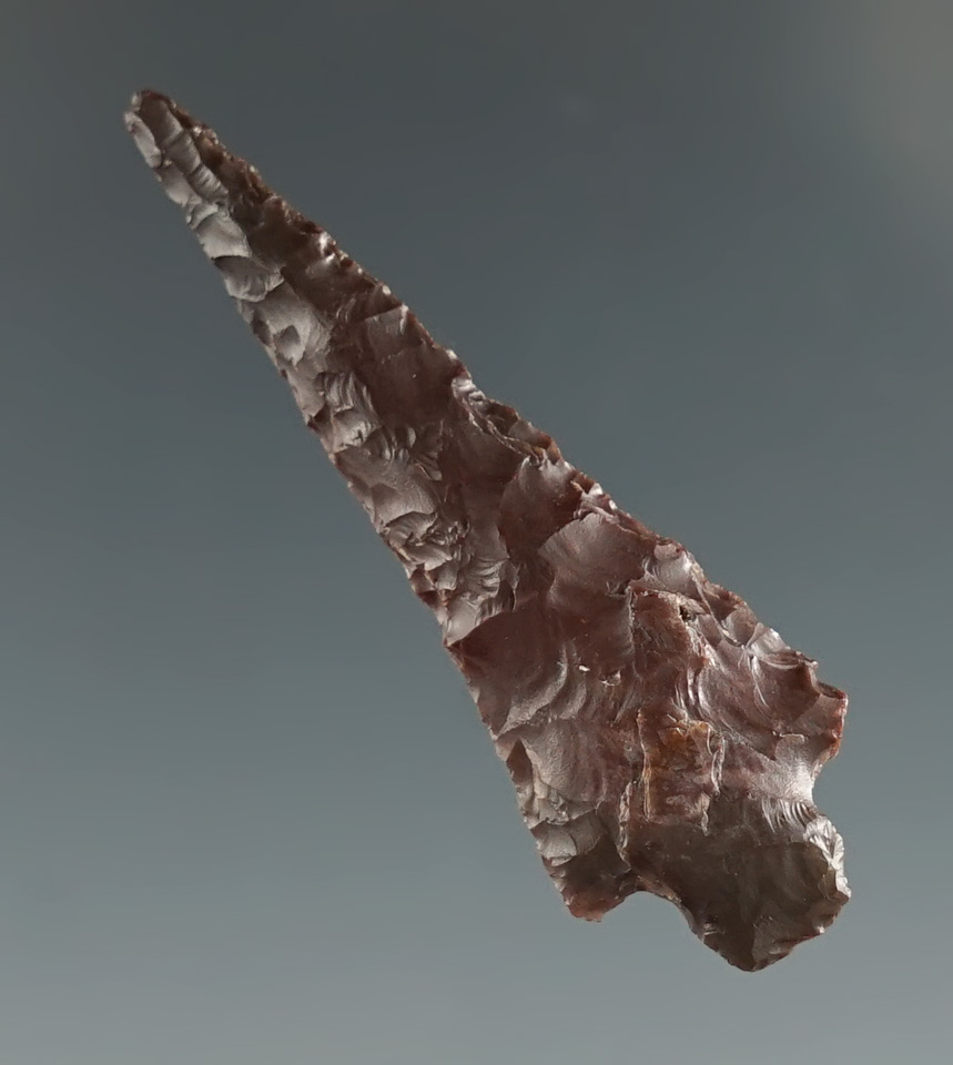 1 9/16" nicely flaked Chillcotin Plateau found near the Columbia River, Roosevelt Washington.