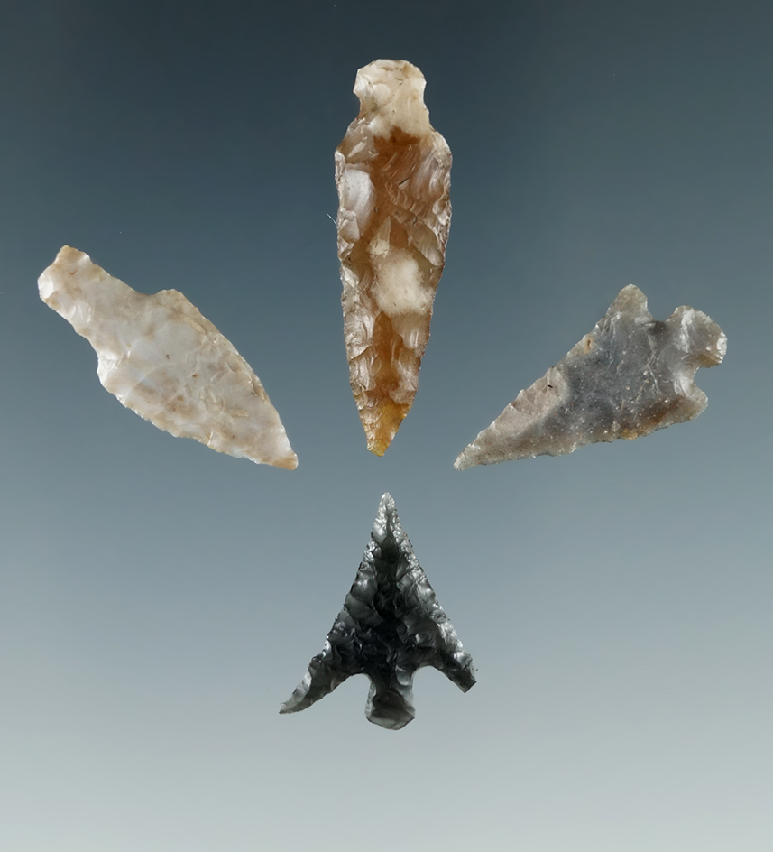Group of 4 Arrowheads found near the Columbia River in Franklin Co., Washington.