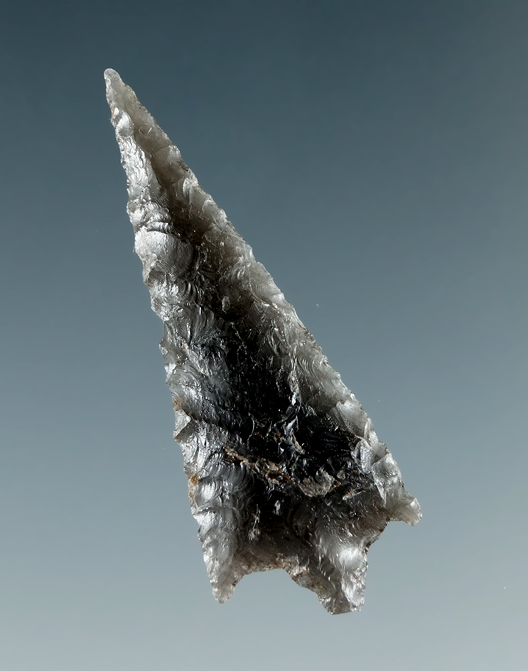 1 7/16" Obsidian Wallula found near Fountain Bar, Washington.