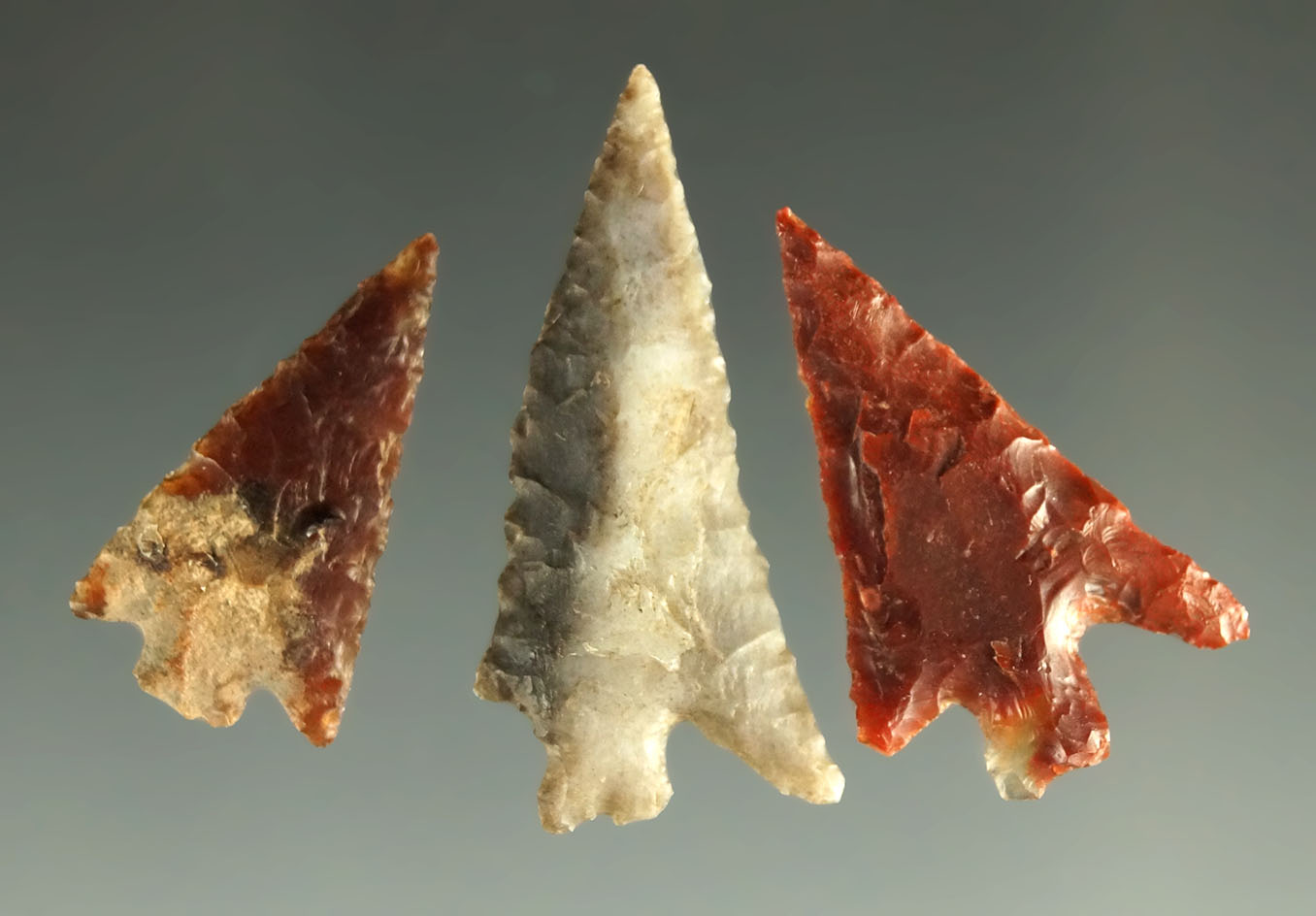 Set of three Columbia River Gempoints, largest is 1".