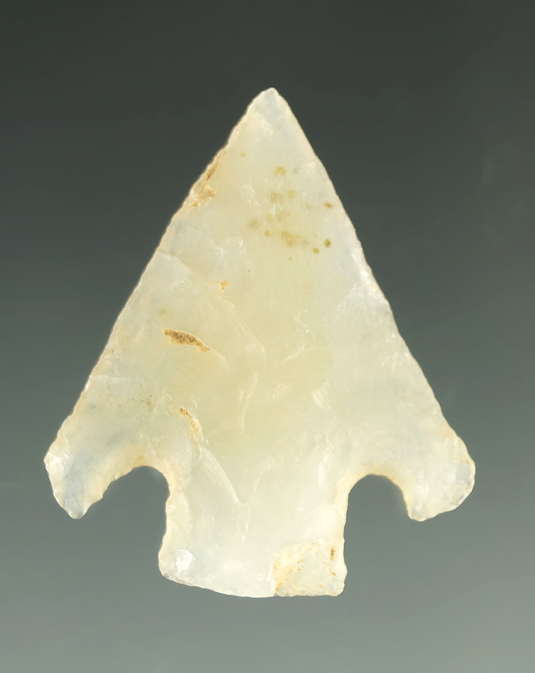 Ex. Museum! Well flaked 1 3/16" Shumla point made from nicely translucent agate found in Texas.
