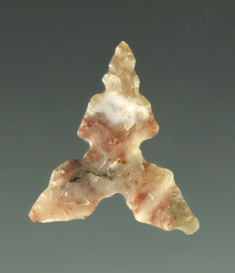 Ex. Museum! 11/16" Toyah made from attractive multicolored Flint found in Texas. Ex. Shewey.