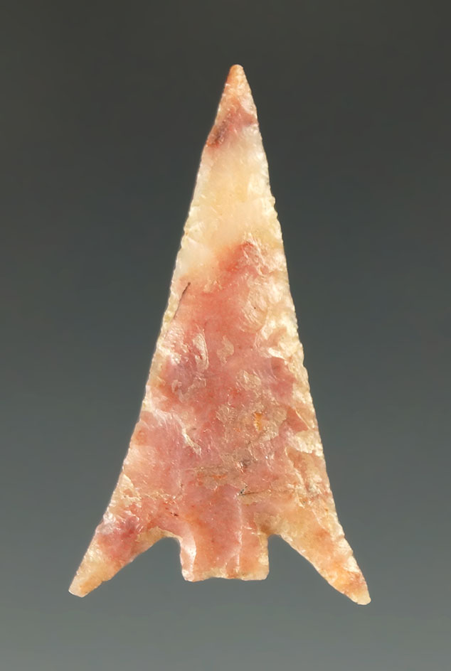 1 1/8" perfectly styled and beautifully flaked Columbia Plateau - attractive pink and white material