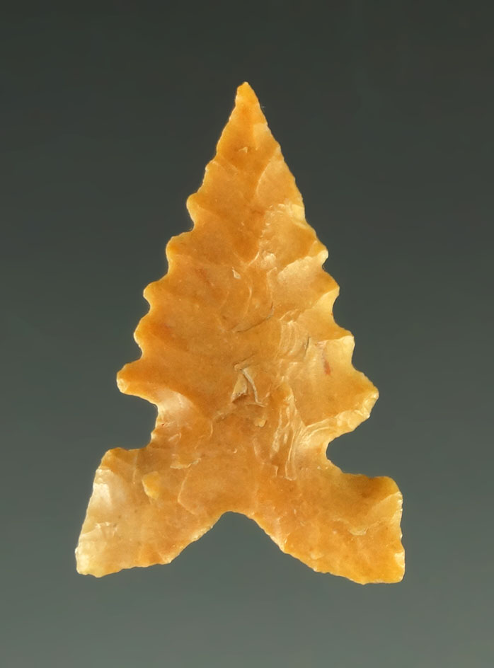 Ex. Museum! 13/16" well styled Toyah point - attractive orange material - Texas. Ex. Shewey.