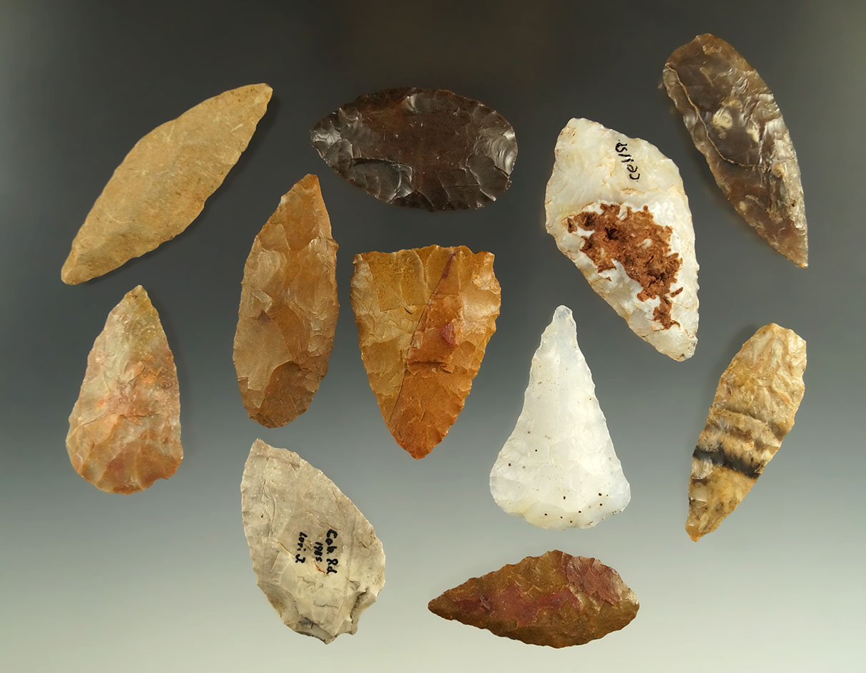 Set of 11 assorted Knives found near the Columbia River and Great Basin area, largest is 2 5/16".