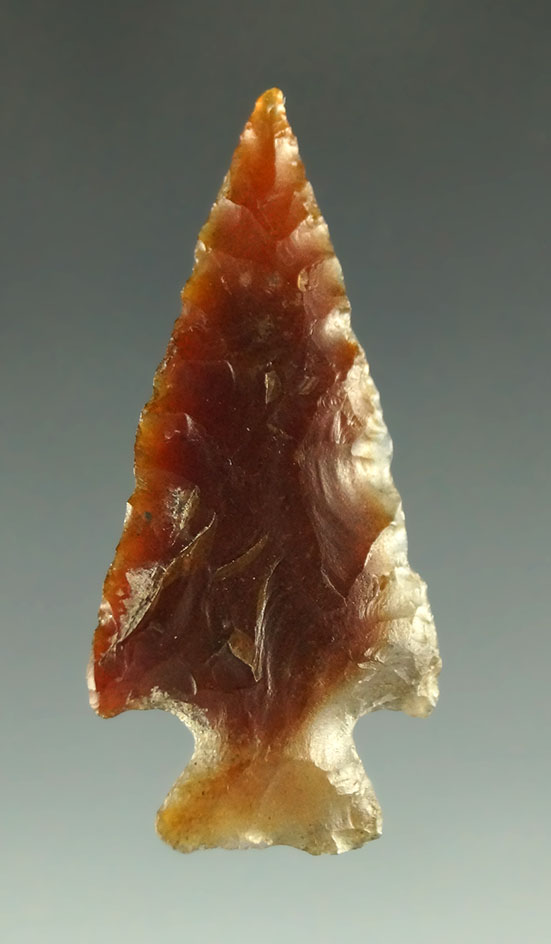 1 3/8" Cornernotch arrowhead found near the Columbia River made from attractive chalcedony.