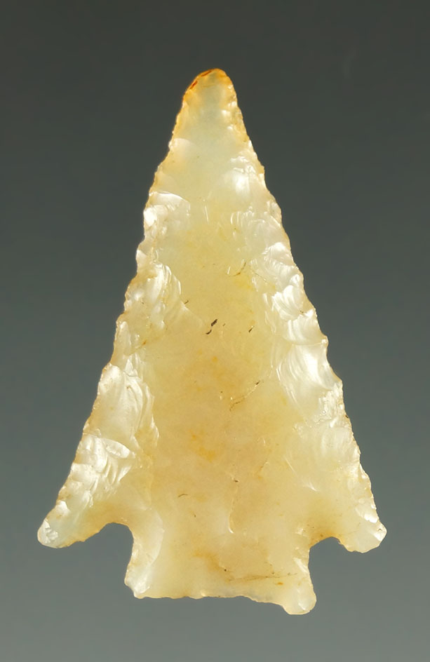 1 3/16" Snake River Dart Point made from semi translucent agate found near the Columbia River.