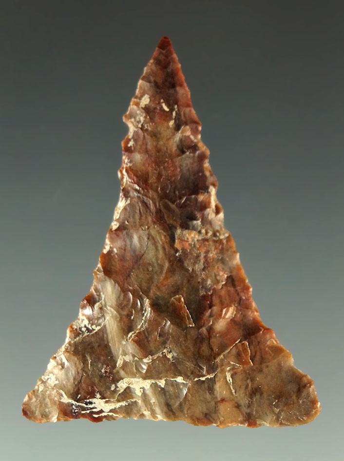 1 1/2" Columbia River Triangle point found by Norma Berg between Vantage and Priest Rapids.