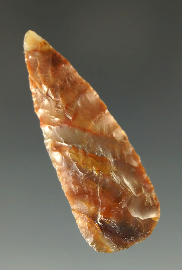 1 5/8" well flaked agate Leaf Point found near the Columbia River.