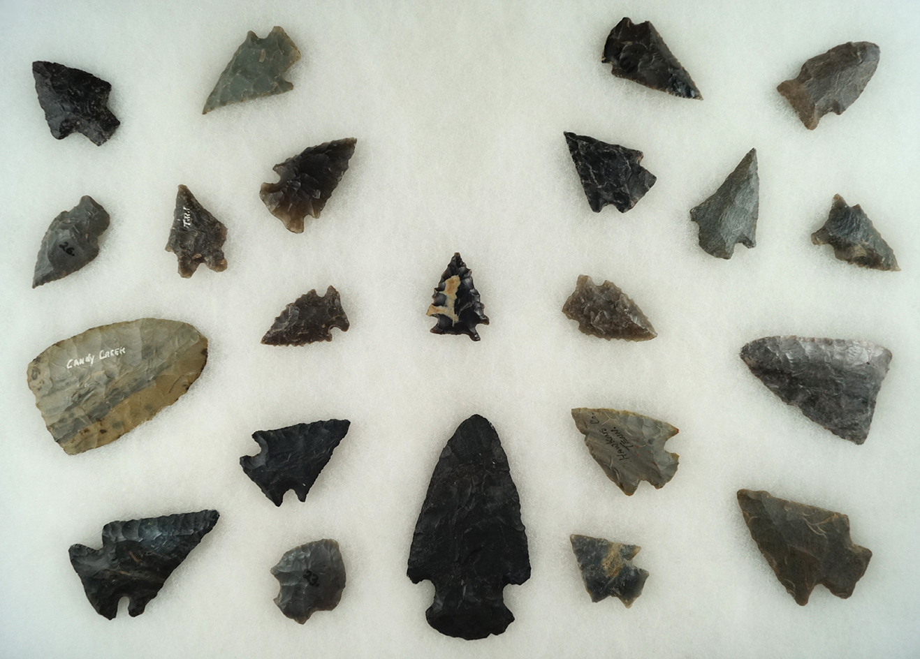 Approximately 22 assorted arrowheads found in the 1950s in Meigs and Hamilton County, TN.