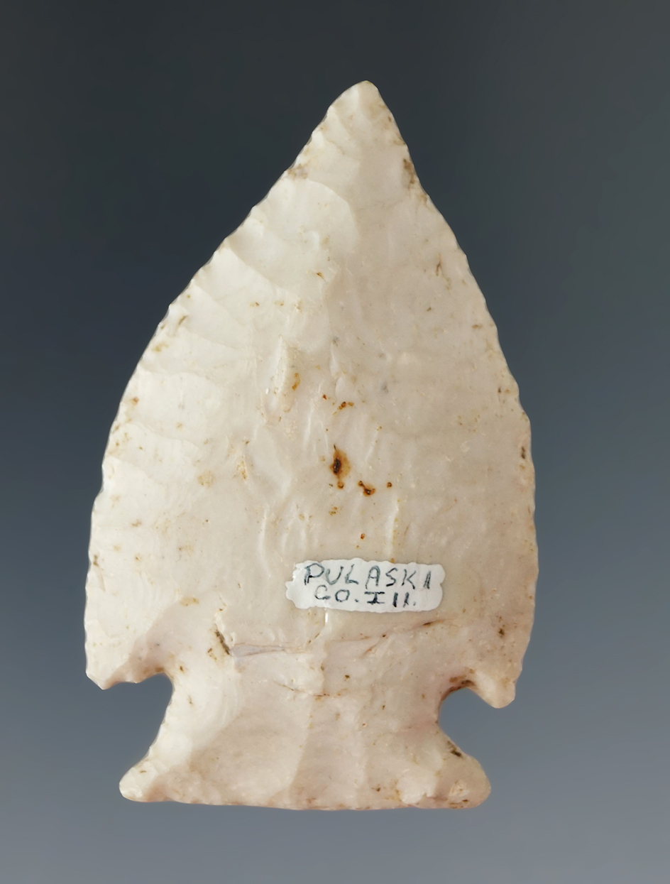 2" nicely flaked Cornernotch found in Pulaski County Illinois.