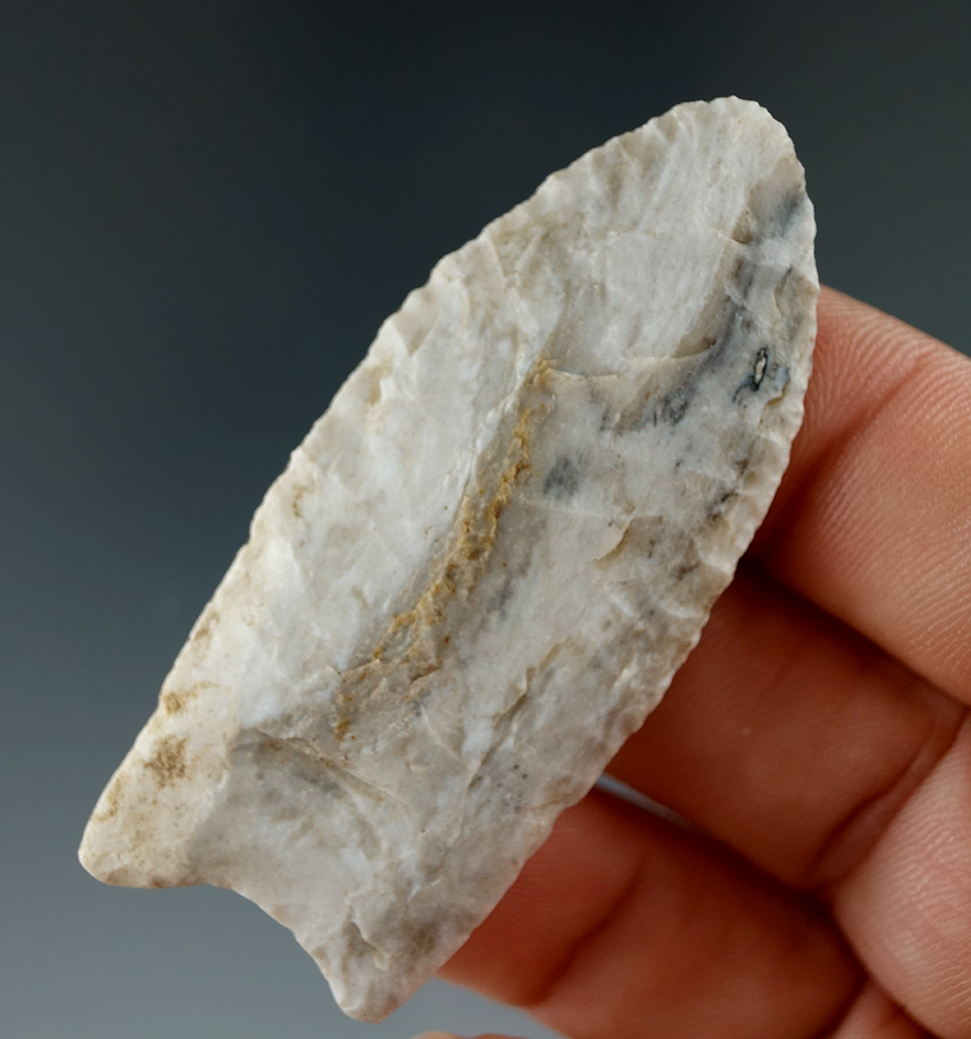 2 3/8" Paleo Fluted Clovis found in Wayne County Kentucky by J Perkins. Comes with a Bennett COA.