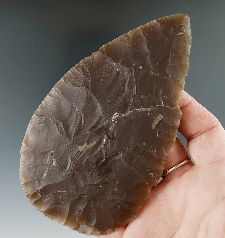 Thin 4 15/16" Covington Blade made from beautiful Edwards Plateau Flint which is broken and glued