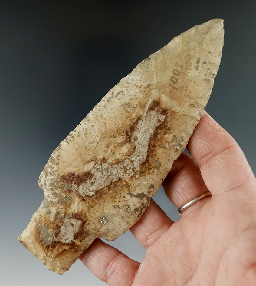 5 1/4" Stemmed Knife - Jackson County Illinois. From the collection of Dave Roe. Jackson COA.