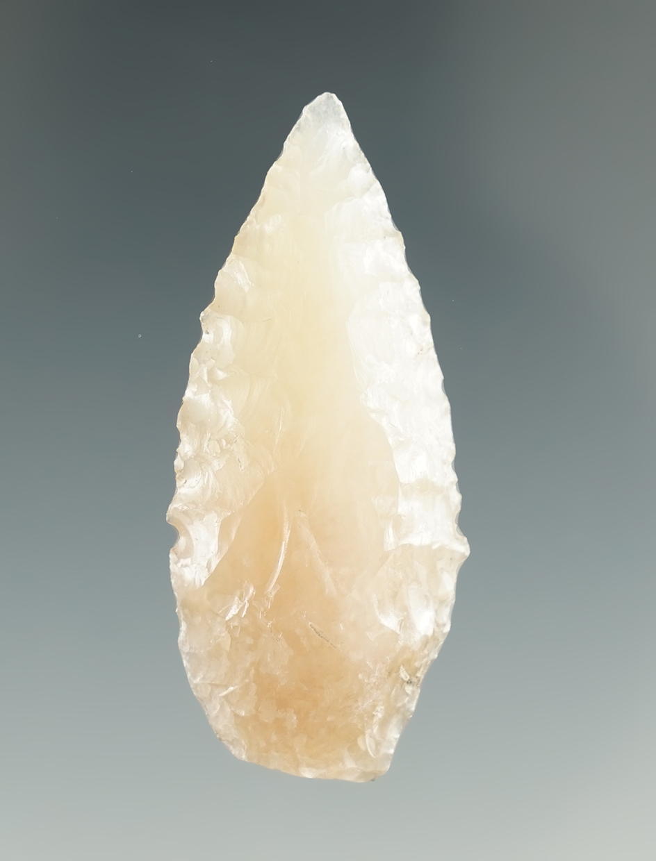 1 11/16" Cascade Leaf Blade made from translucent white Agate. Found in the Columbia River, OR.