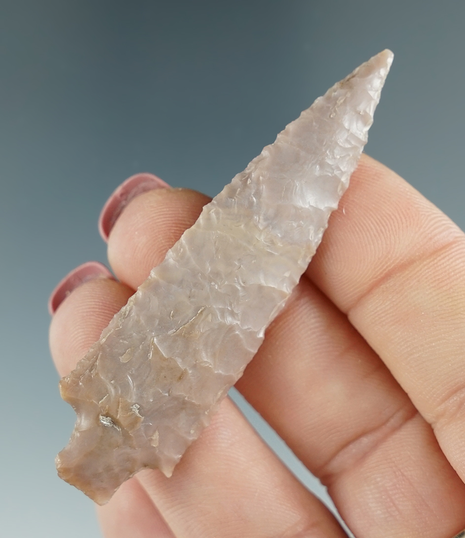 2 1/2" Wallula Gap, very long, made from gray Agate. Found near the Columbia River, OR.