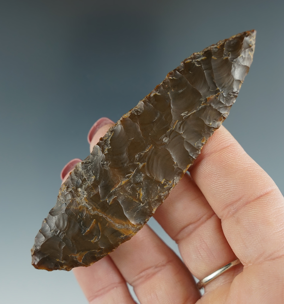 3 3/4" Shouldered Cascade made from brown Jasper. Found near the Columbia River, OR. Pictured!