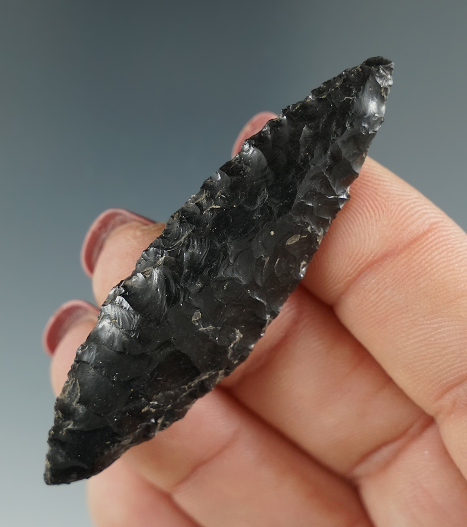 1 7/16" Cascade Leaf made from Obsidian. Found in the Great Basin, OR.