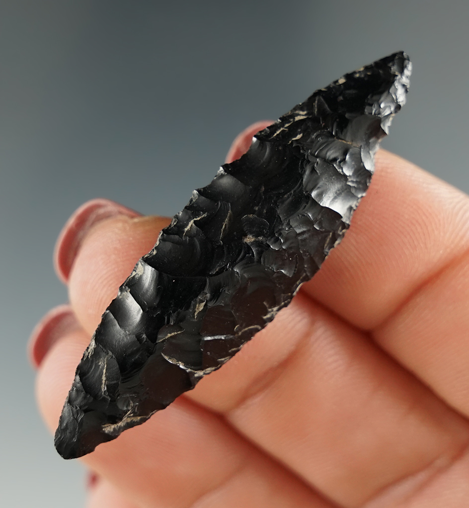 2" Cascade Leaf made from glossy black Jasper. Found near the Columbia River, OR.