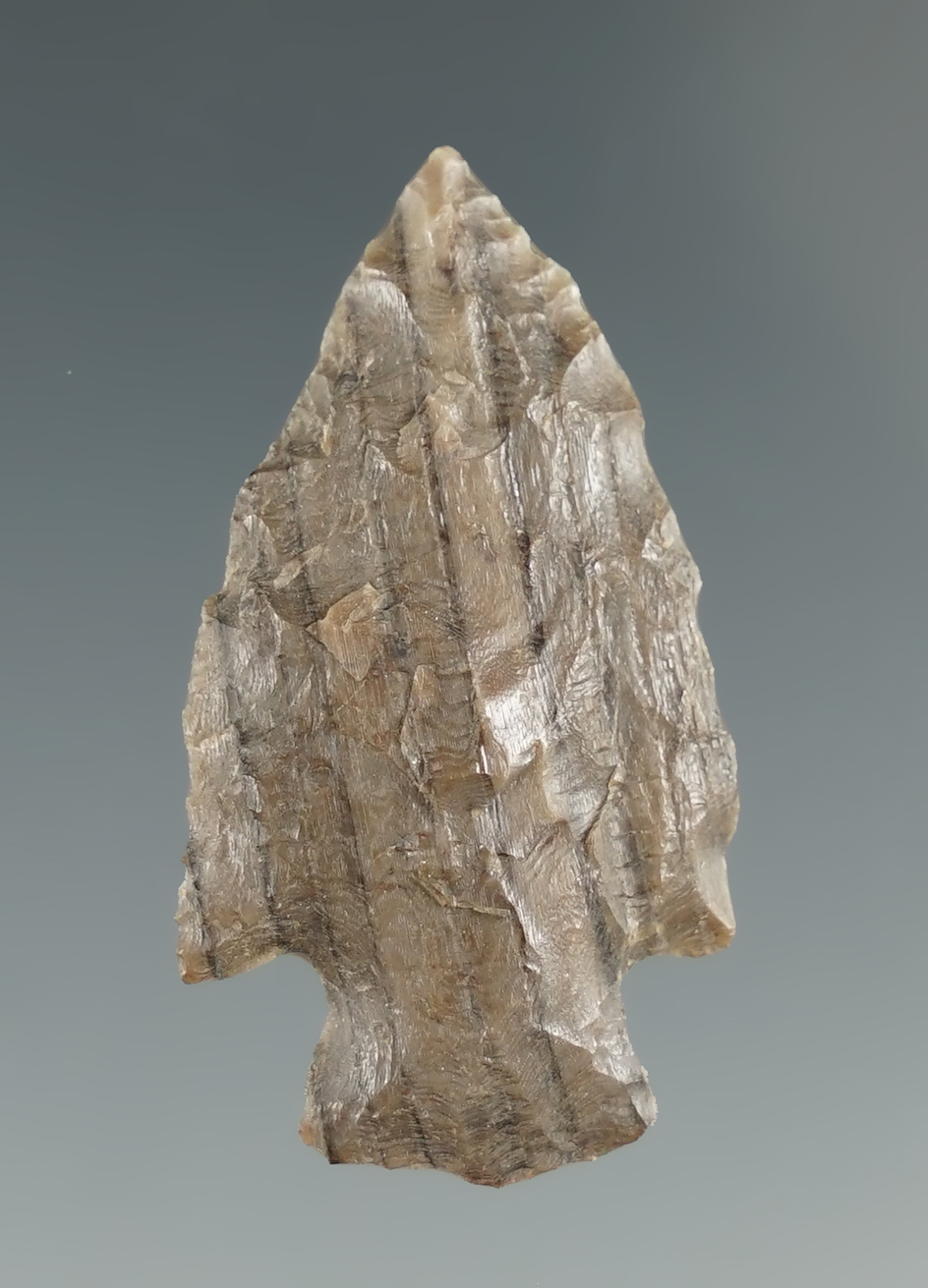1 7/16" Cornernotch Point made from gray petrified wood. Found near the Columbia River, OR.