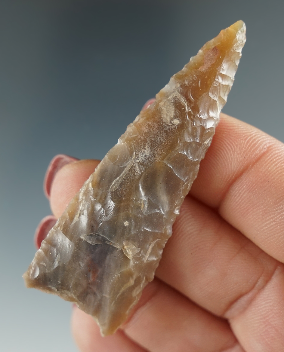2 3/8" Triangular Knife made from light brown Agate. Found near the Columbia River, OR.