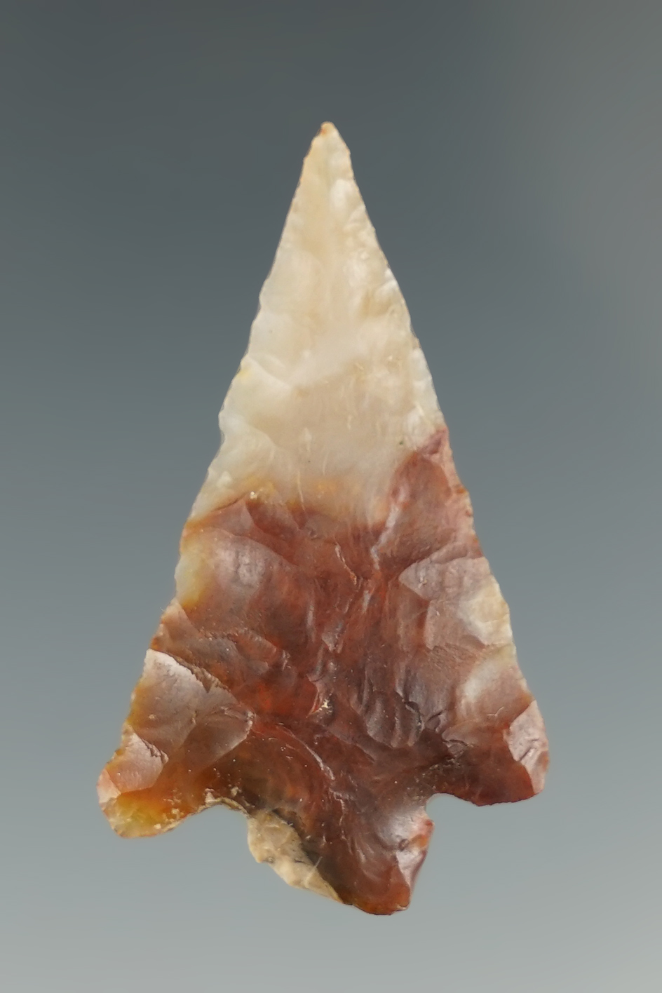 1 11/16" Stemmed Point made from brown and translucent white Agate. Columbia River, OR.