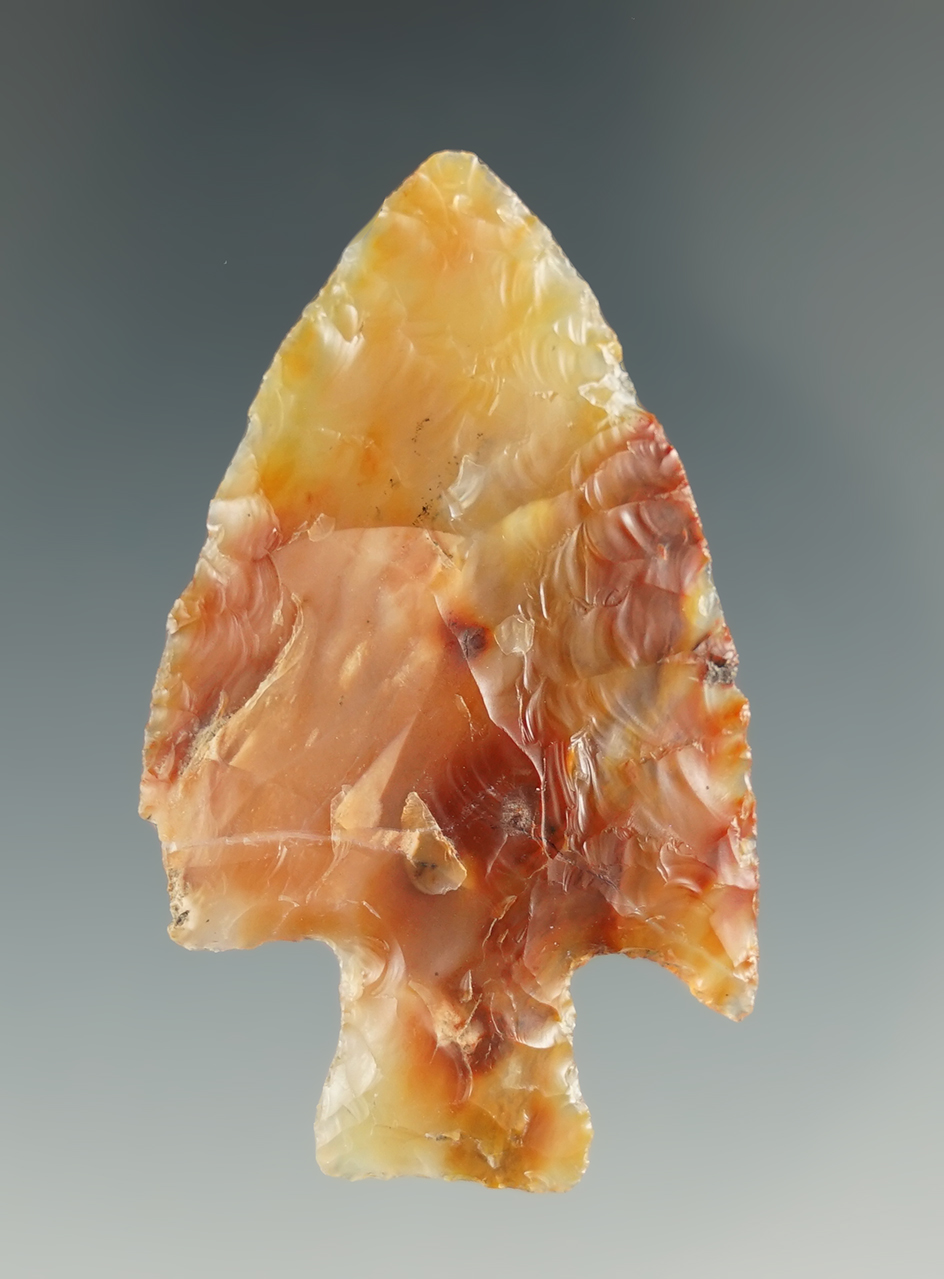 1 7/8" Cornernotch made from translucent brown and clear Agate. Columbia River, OR.