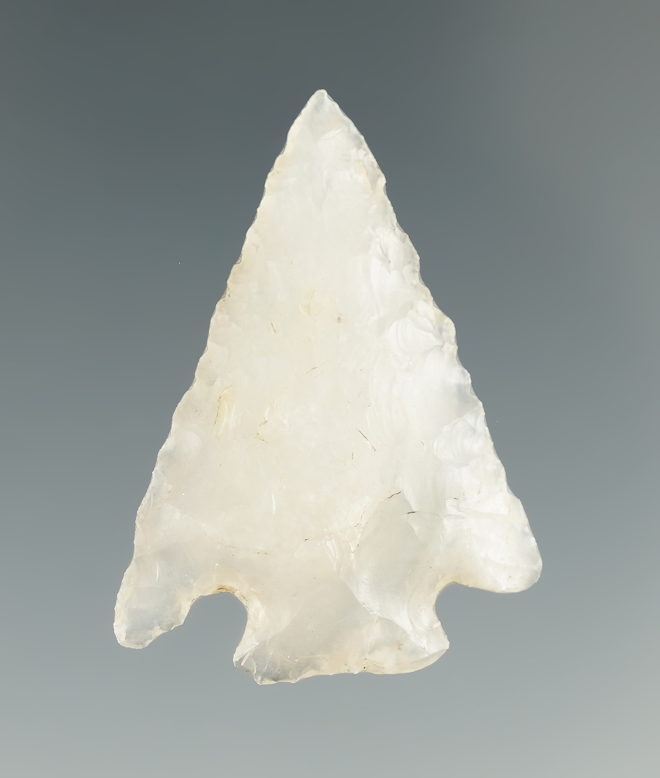 1 1/2" Diagonal notch made from clear white Agate. Found near the Columbia River, OR.