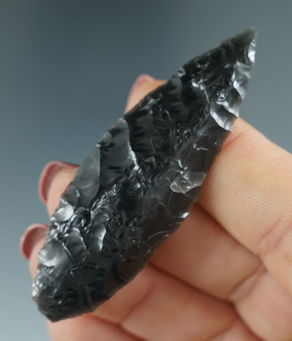 2 1/2" Cascade Leaf made from Obsidian. Found in the Great Basin, OR. Pictured in Overstreet #9