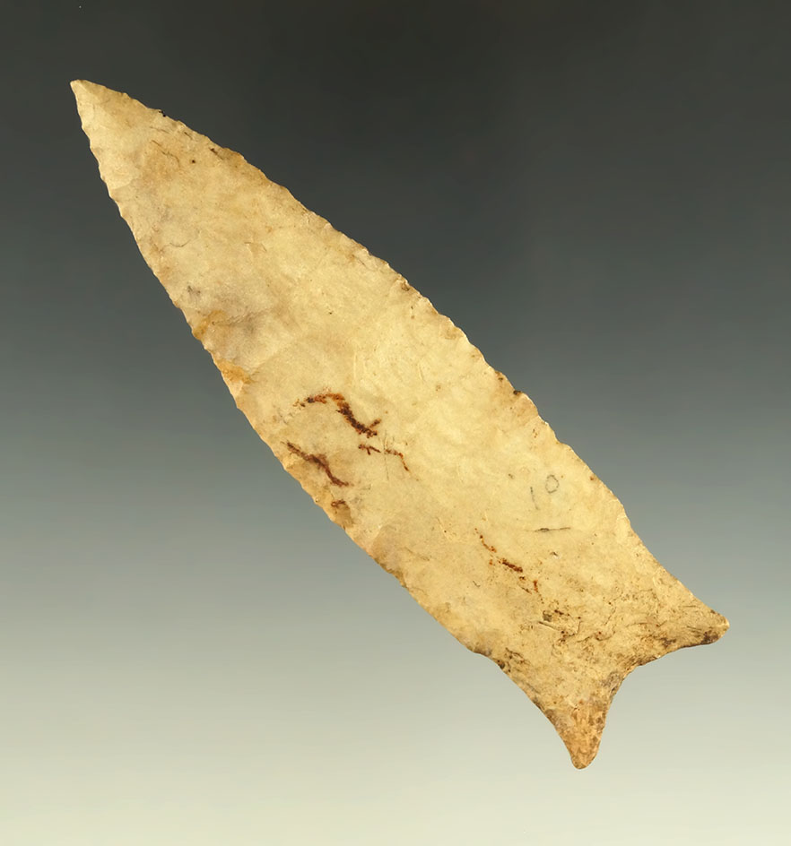 4 3/16" Holland with excellent flaking found in Missouri - minor restoration to one basal lobe