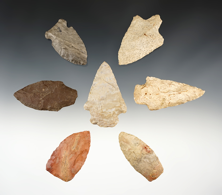 Set of 7 Midwest points in good condition. The largest is 2 13/16".