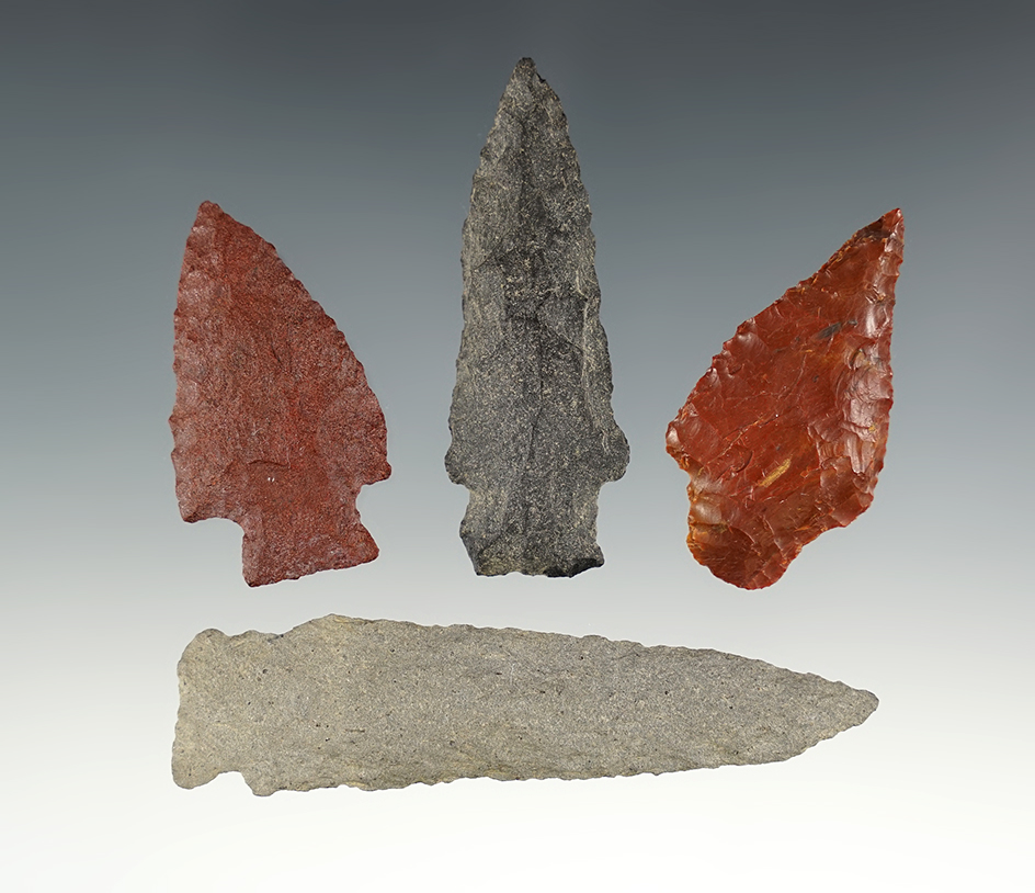 Set of 4 assorted points found in Umatilla, Oregon. The largest is 3 1/4".
