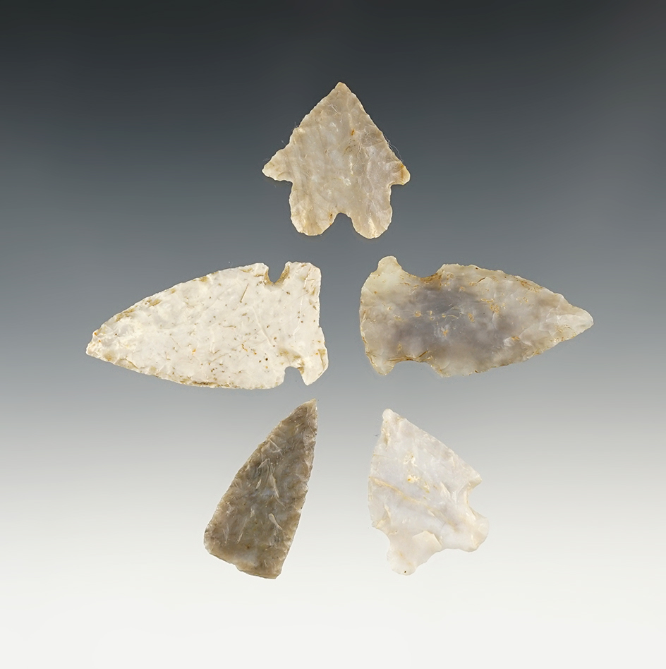 Set of 5 Ohio points in great condition. tHe largest is 1 11/16".