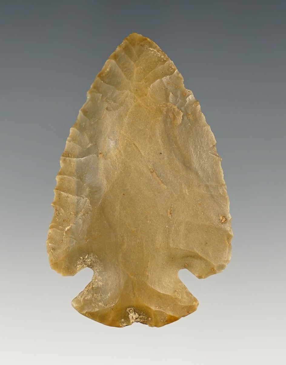 Heavily beveled miniature Dovetail that measure 2". Found in the Ohio/Kentucky area.