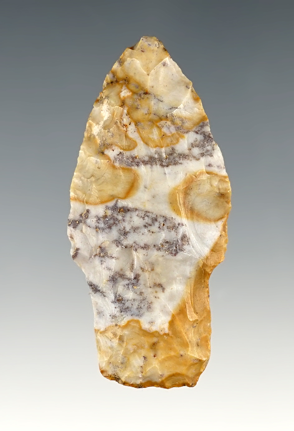 Colorful 2 1/16" Adena point found in Richland Co., Ohio.