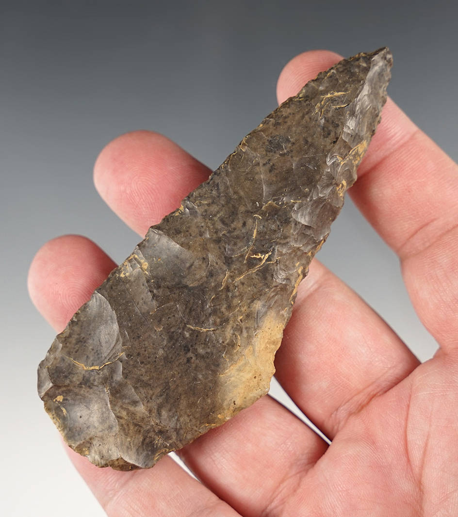 Beveled 3 15/16" Knife found in Ross Co., Ohio. Ex. John Vargo.