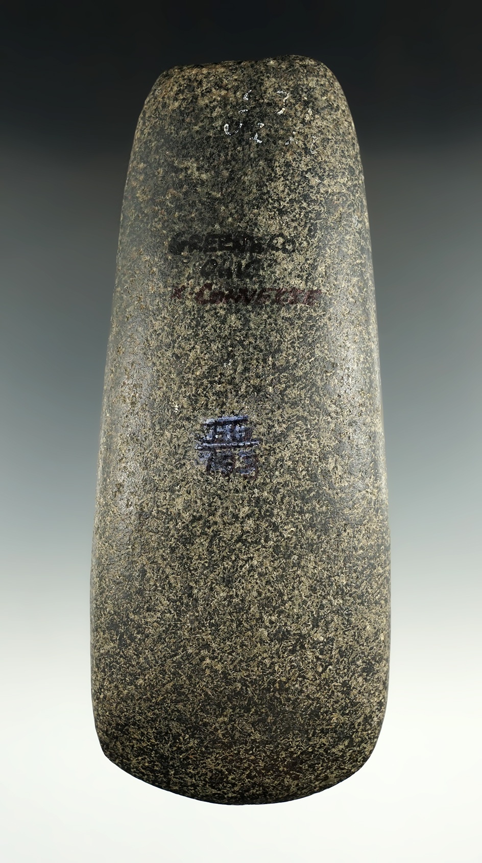 Exceptionally well made 6 3/16" Hardstone Celt found in Greene Co., Ohio. Ex. Converse.