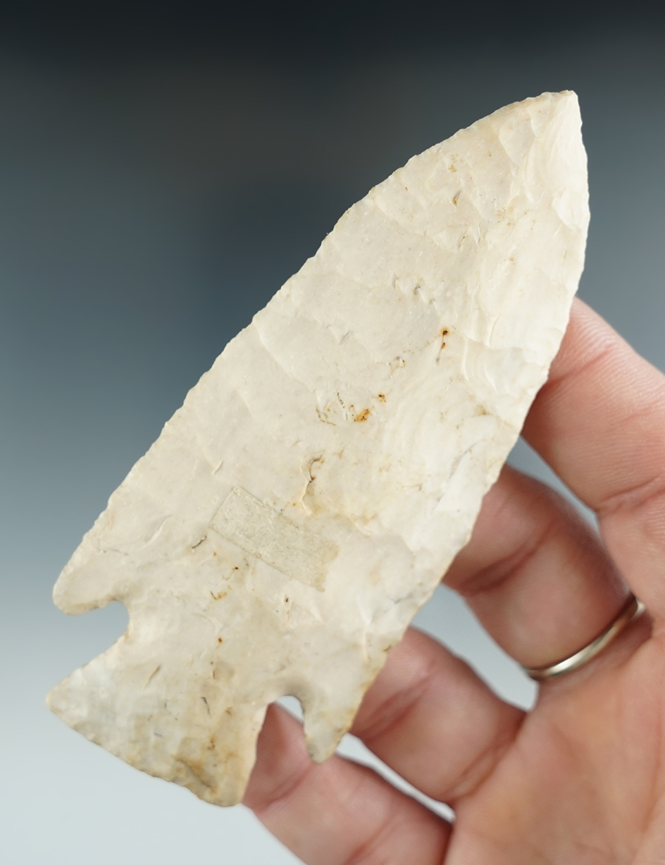 3 13/16" Hardin found in Scott Co., Missouri made from Burlington Chert.