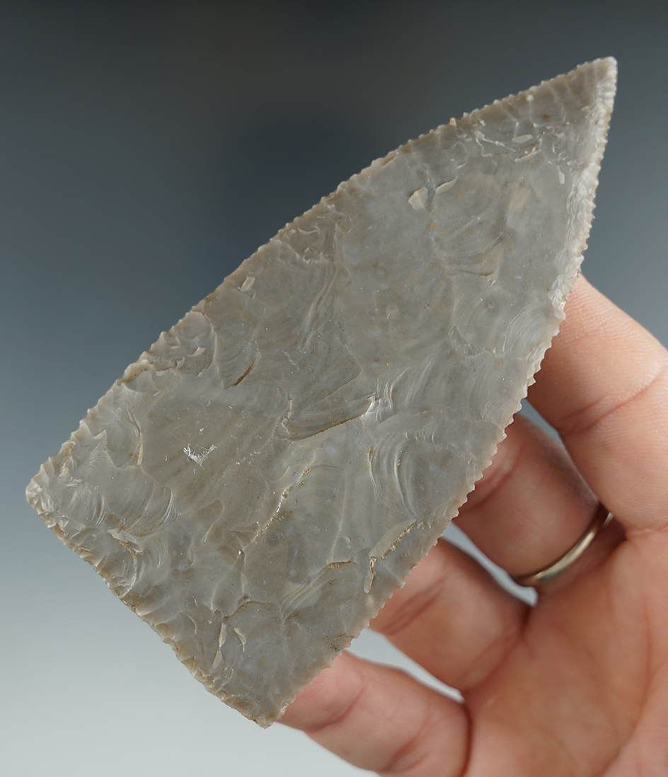 Exceptional edge serrations - 4" Darl Knife - Georgetown Flint - Coryell Co., Texas. Rogers COA.