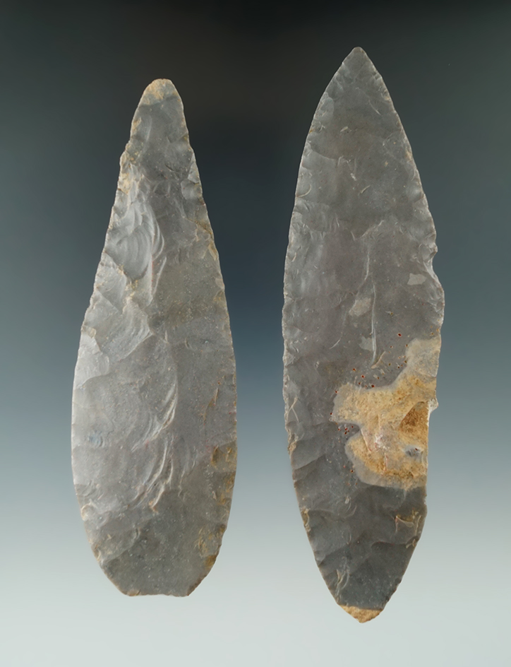 Pair of Turkeytail Blades found in Crawford Co., Indiana as part of a 27 total piece Cache.