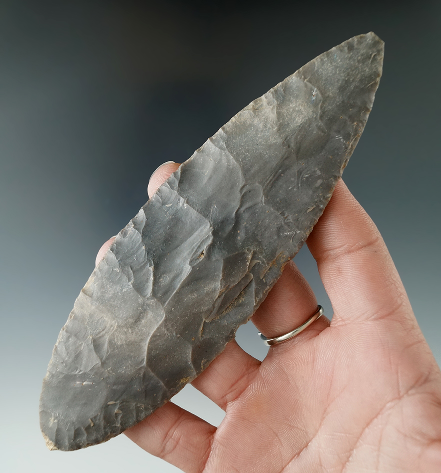 5 5/8" Turkeytail Blade found in Crawford Co., Indiana as part of a 27 total piece Cache.