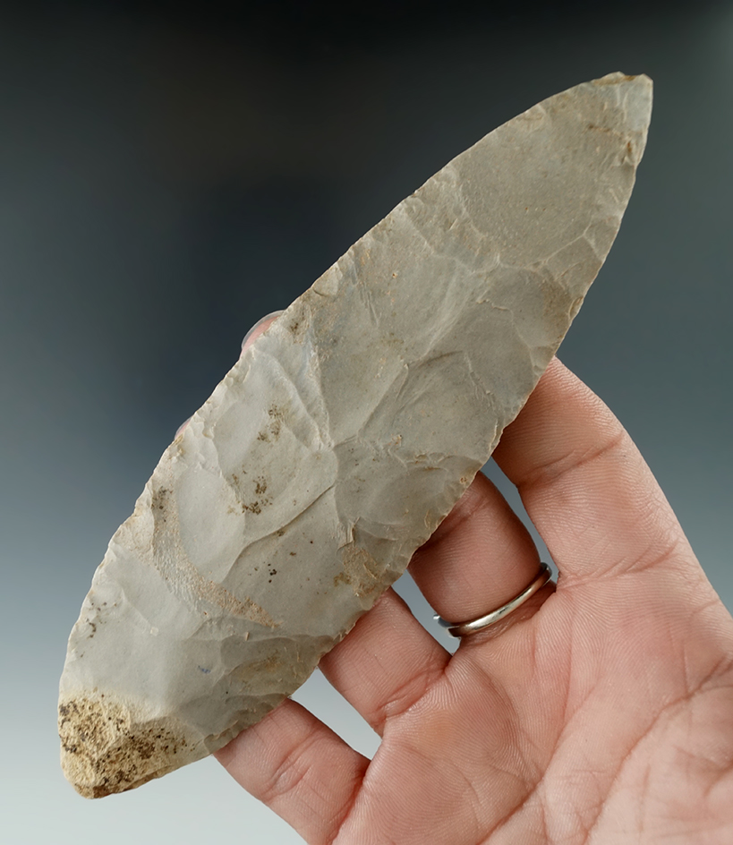 5 9/16" Turkeytail Blade found in Crawford Co., Indiana as part of a 27 total piece Cache.