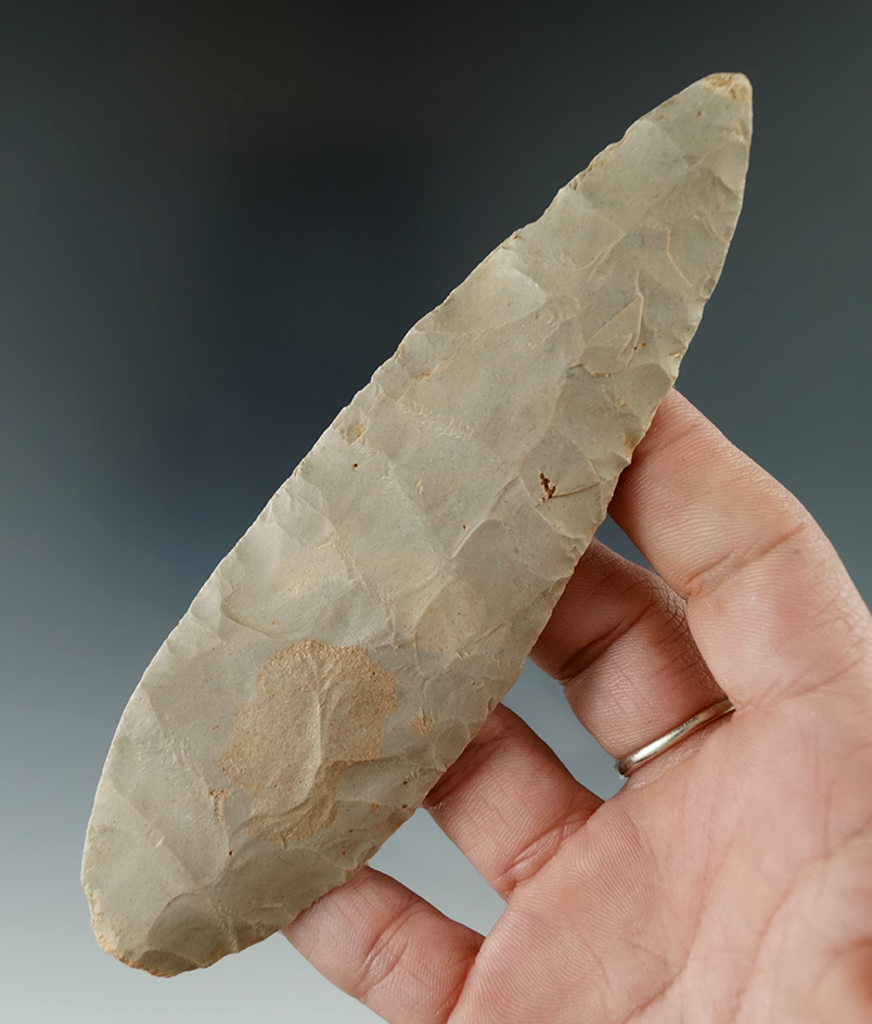 5 3/16" Turkeytail Blade found in Crawford Co., Indiana as part of a 27 total piece Cache.