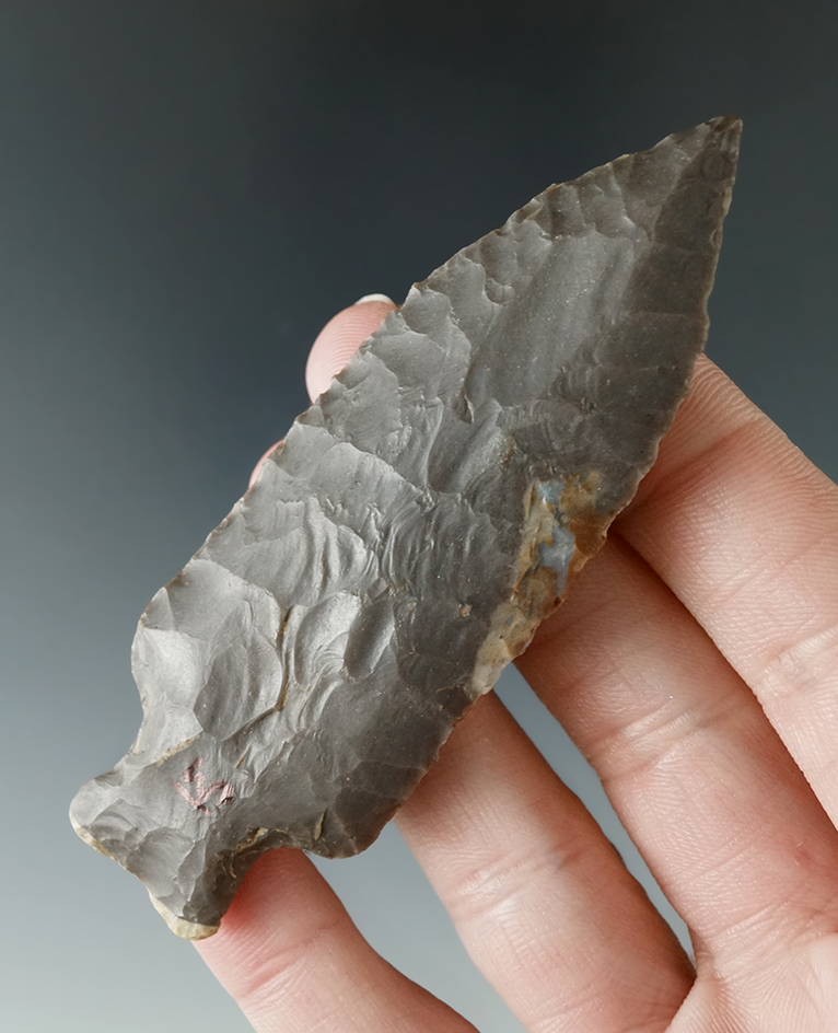 Excellent style on this 3 5/8" Heavy Duty found in Richmond, Indiana made from Hornstone.