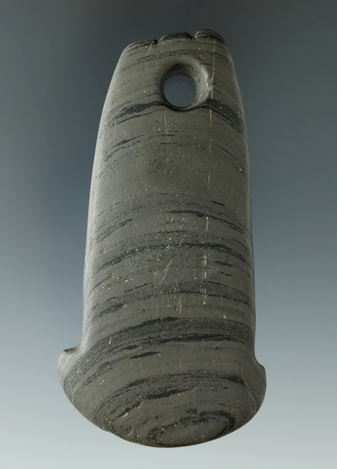 3 1/2" Highly Banded Fringed Top Anchor Pendant found in Clermont Co., Ohio. Jackson COA.